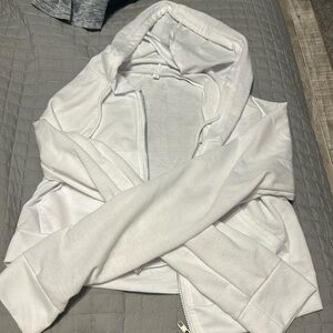 white zip up hoodie